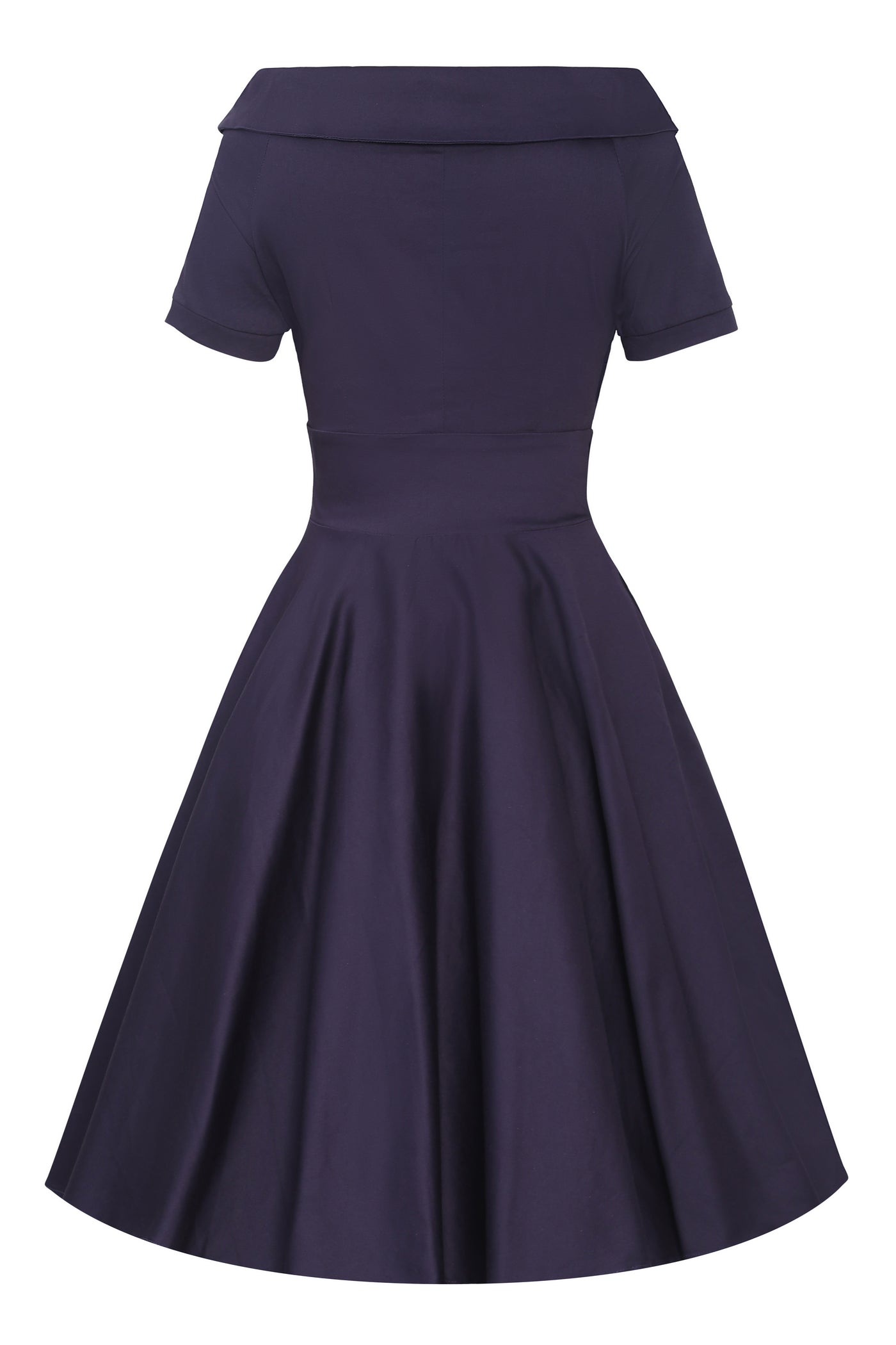 Darlene Stretchy Circle Swing Dress - Navy Blue