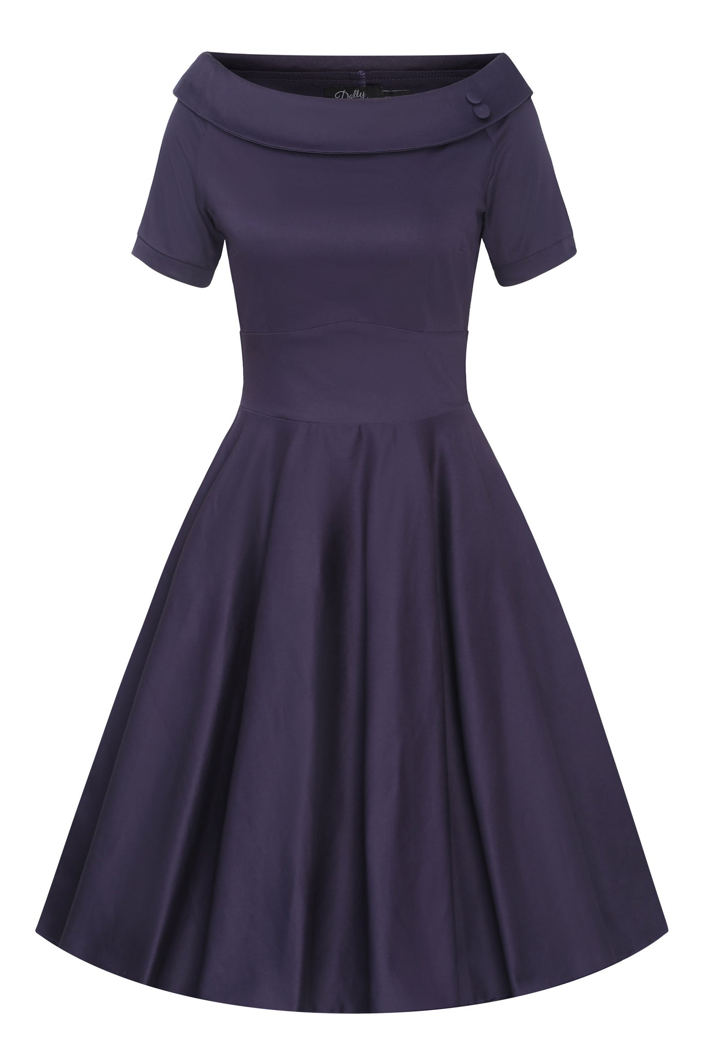 Darlene Stretchy Circle Swing Dress - Navy Blue