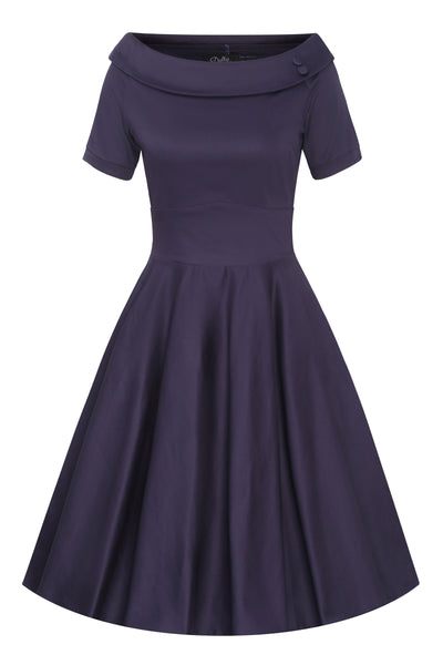 Darlene Stretchy Circle Swing Dress - Navy Blue