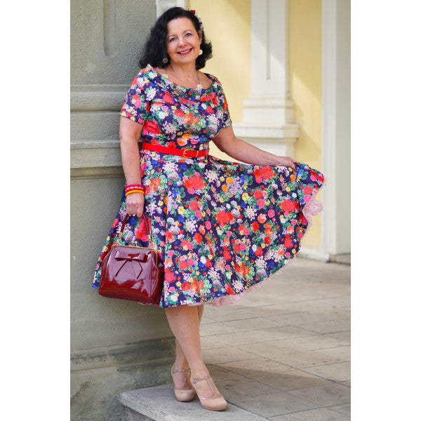 Darlene Midnight Garden Off Shoulder Swing Dress