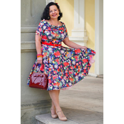Darlene Midnight Garden Off Shoulder Swing Dress