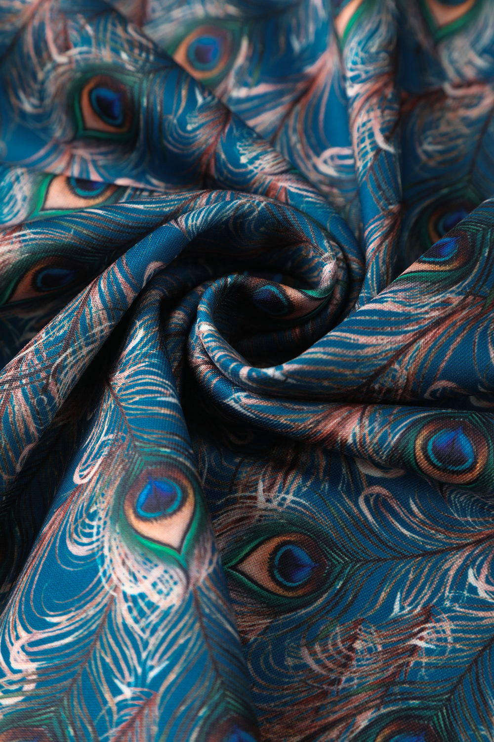 PRE ORDER Darlene 50's Style Swing Dress in Blue & Peacock Feather Print