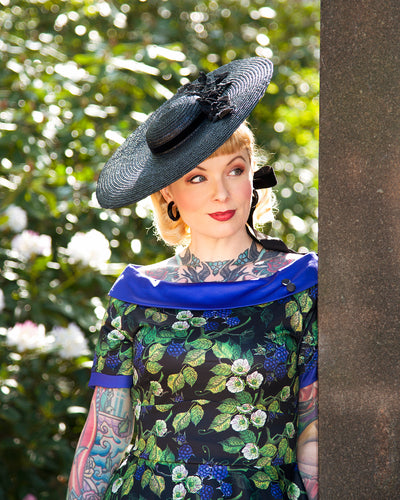 Darlene Blue Berry Print Flared Dress