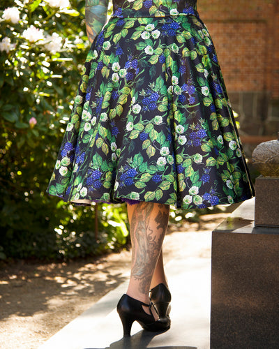 Darlene Blue Berry Print Flared Dress