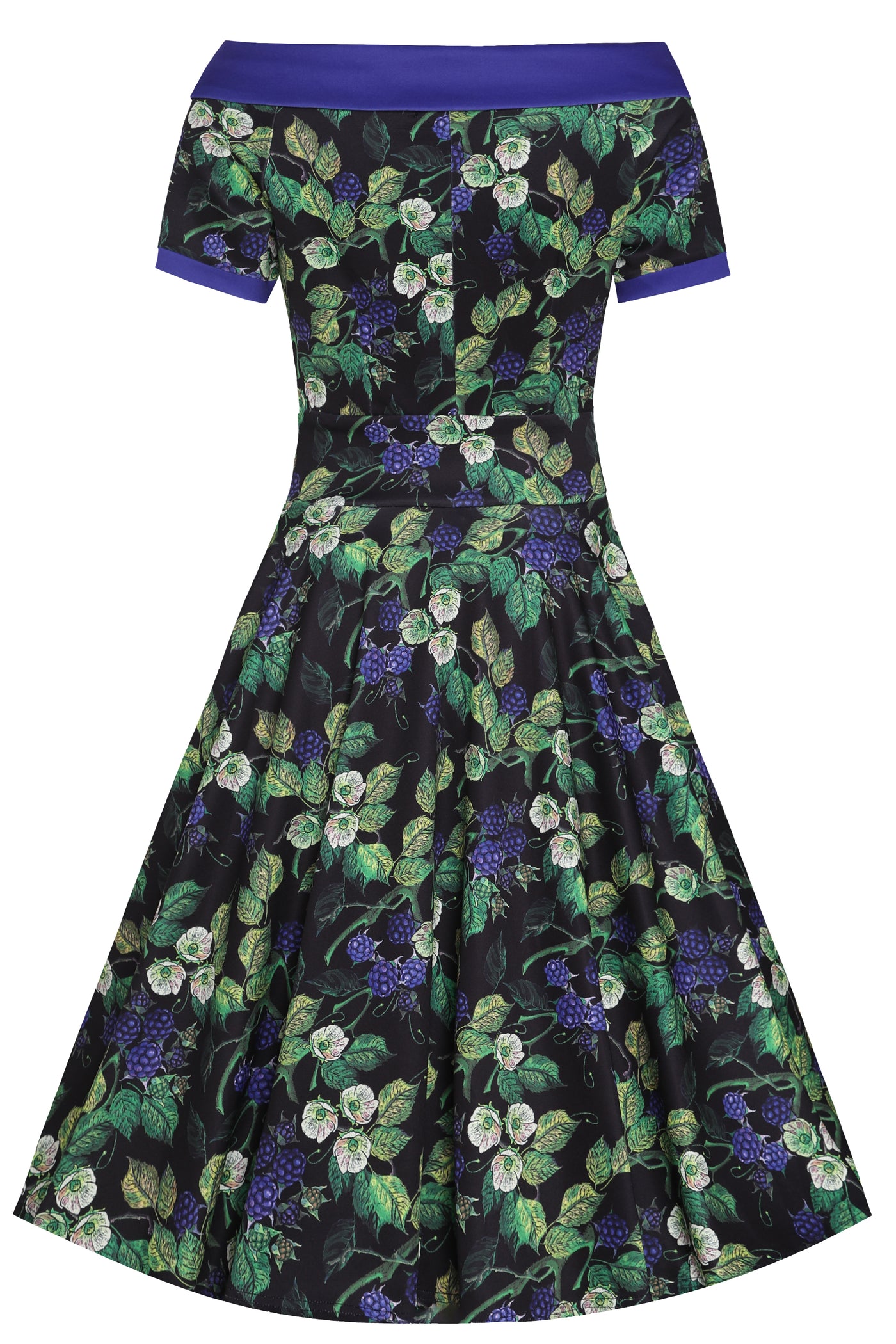 Darlene Blue Berry Print Flared Dress