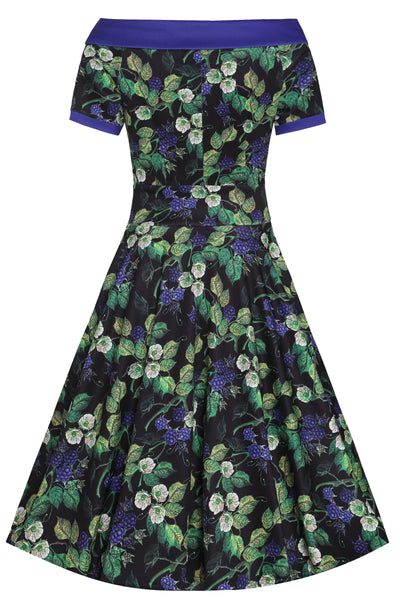 Darlene Blue Berry Print Flared Dress