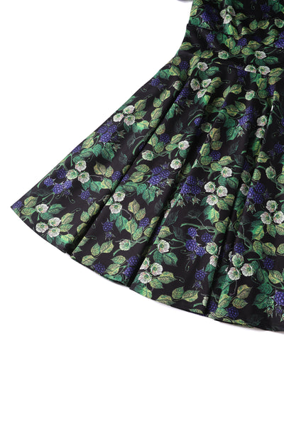 Darlene Blue Berry Print Flared Dress