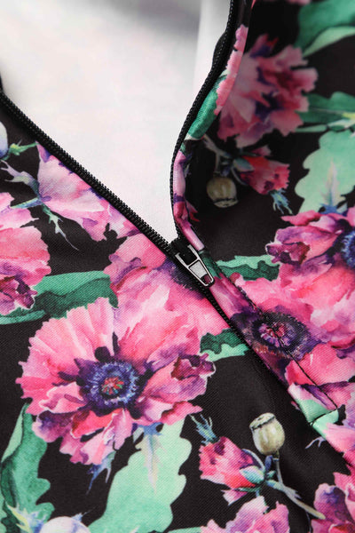 Darlene 50's Style Swing Dress in Purple and Poppy