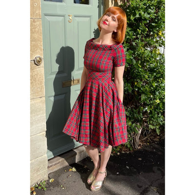 Darlene Retro Highland Red Tartan Circle Dress