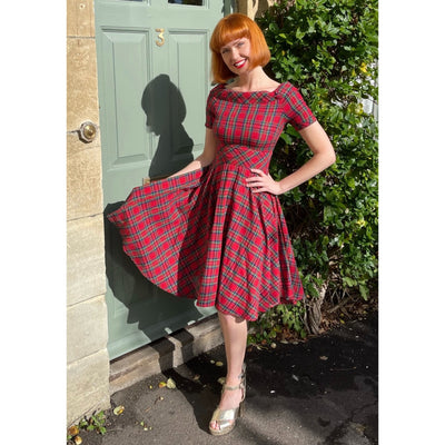 Darlene Retro Highland Red Tartan Circle Dress
