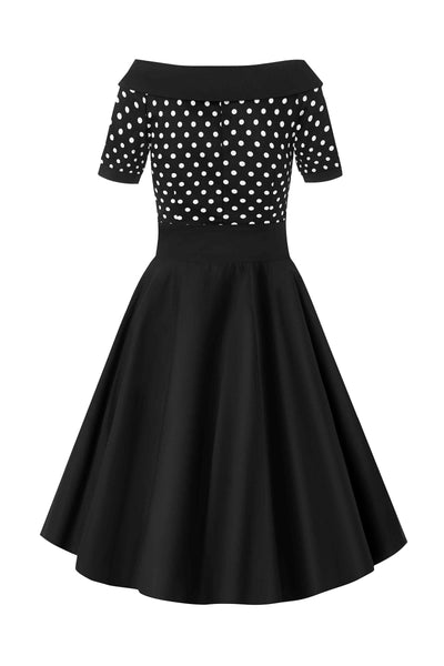 Darlene 50's Style Swing Dress in Black/ White Polka