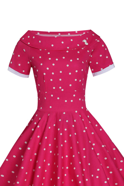 Darlene Full Circle Pink Polka Dot Swing Dress