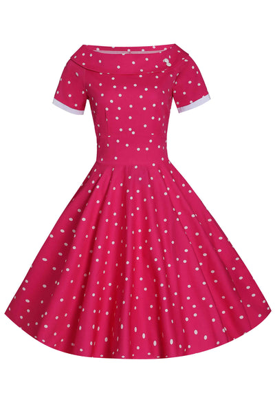 Darlene Full Circle Pink Polka Dot Swing Dress