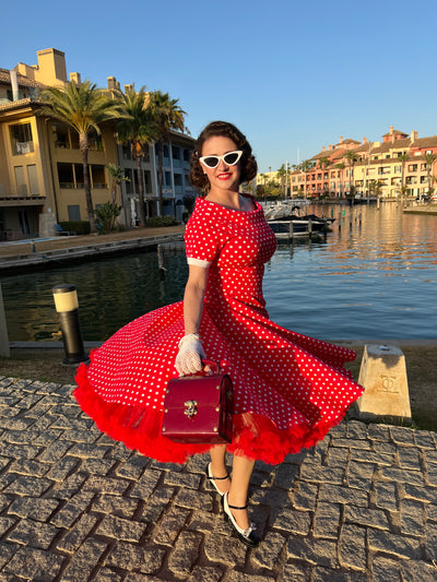 EUC Darlene 50's Style Swing Dress in Red/ White Polka