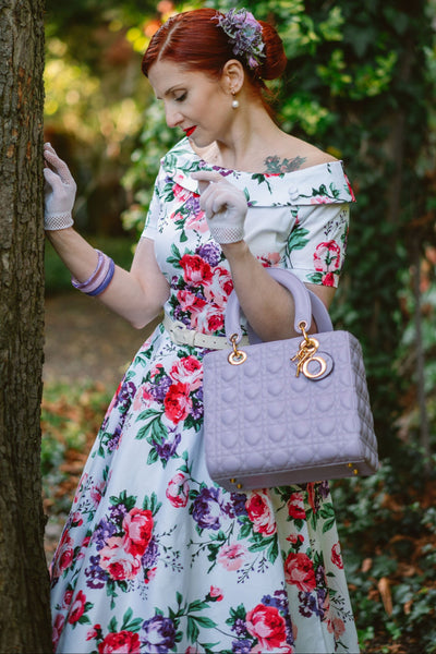 Darlene Retro White Floral  Swing Dress