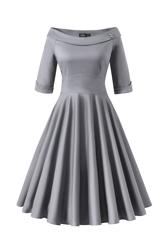 Deborah Grey Elbow Sleeve Circle Dress — front view