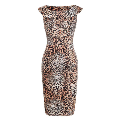 PRE-ORDER Darla Fitted Off-Shoulder Leopard Print Dress