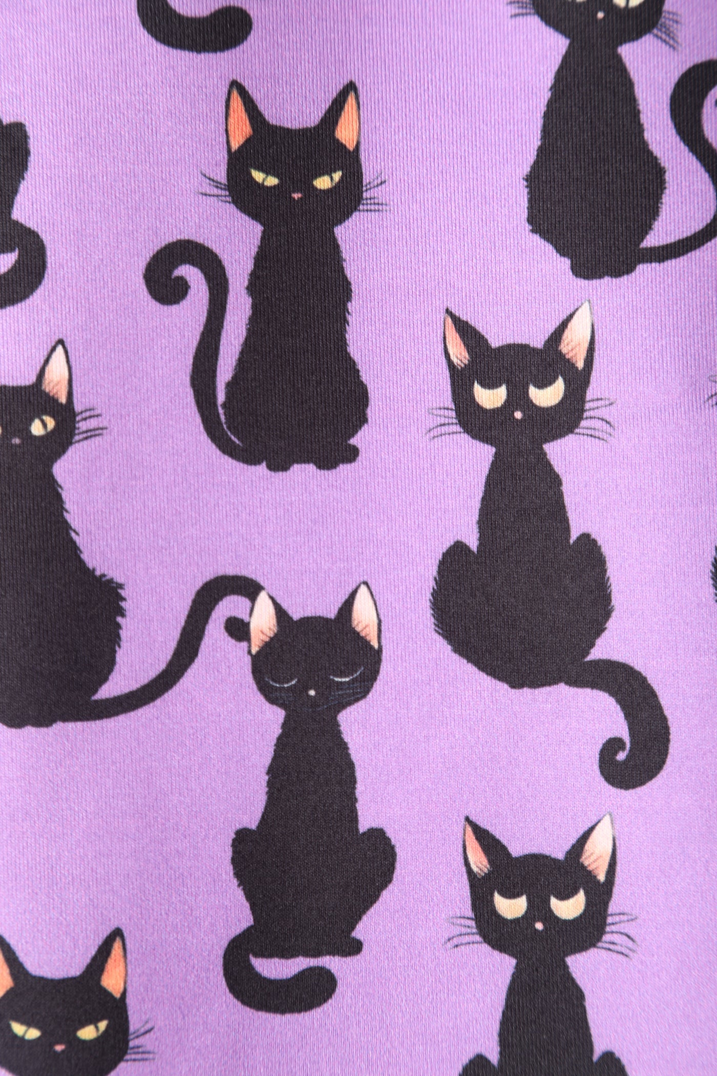 EU STOCK Darla Fitted Off-Shoulder Purple & Black Cat Print Dress