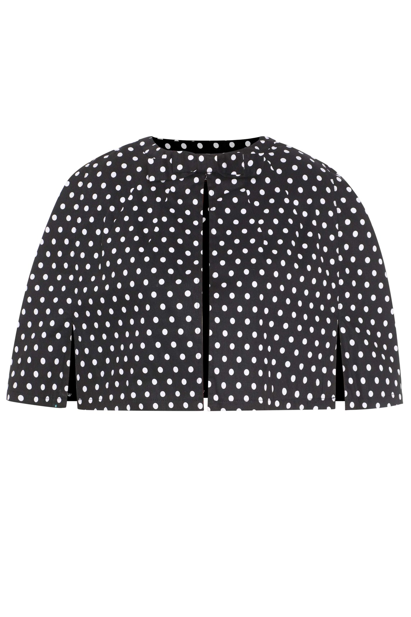PRE ORDER Sabrina Black Vintage White Polka Dot Print Comfy Cape Shrug