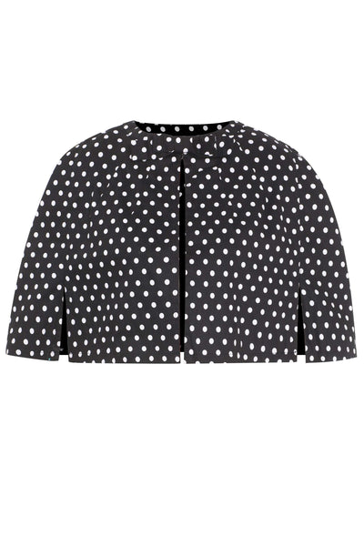 PRE ORDER Sabrina Black Vintage White Polka Dot Print Comfy Cape Shrug