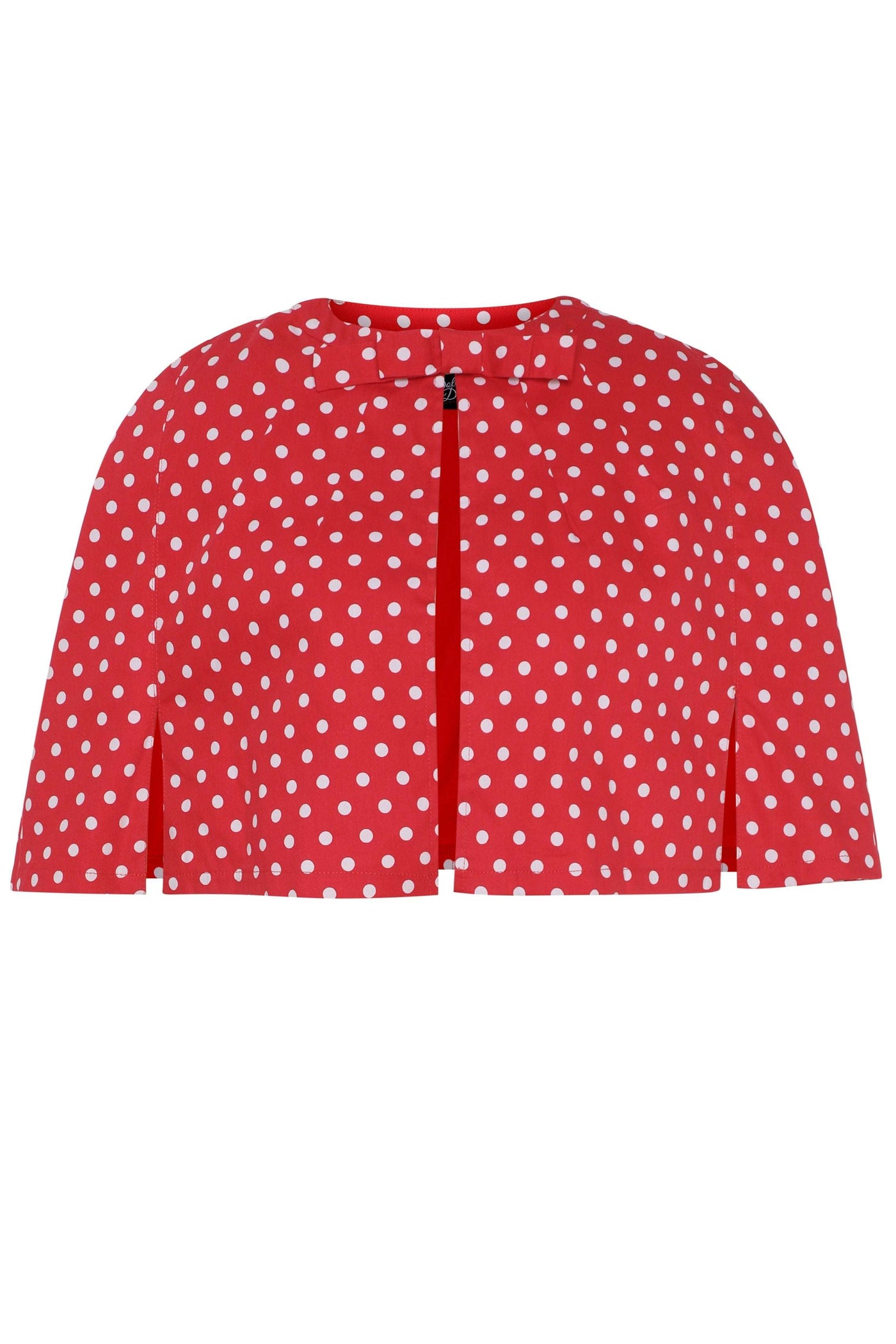 PRE ORDER Sabrina Red Vintage White Polka Dot Print Comfy Cape Shrug