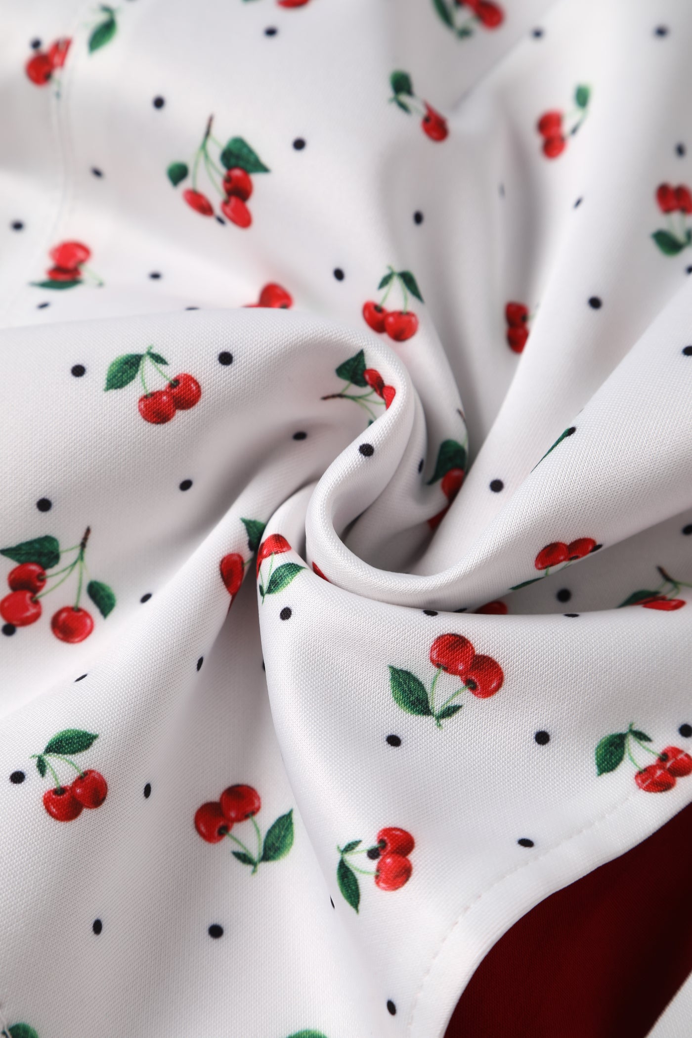 Sabrina White Vintage Cherry Print Comfy Cape Shrug