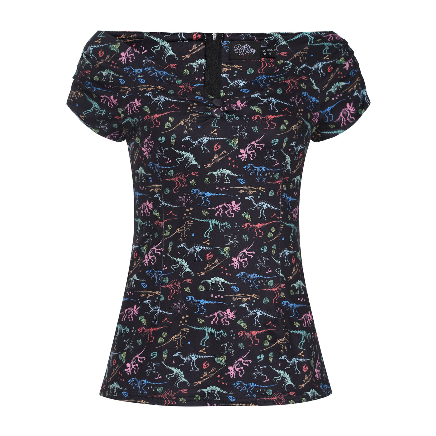 Lilian Off Shoulder Black Fossil Print Top