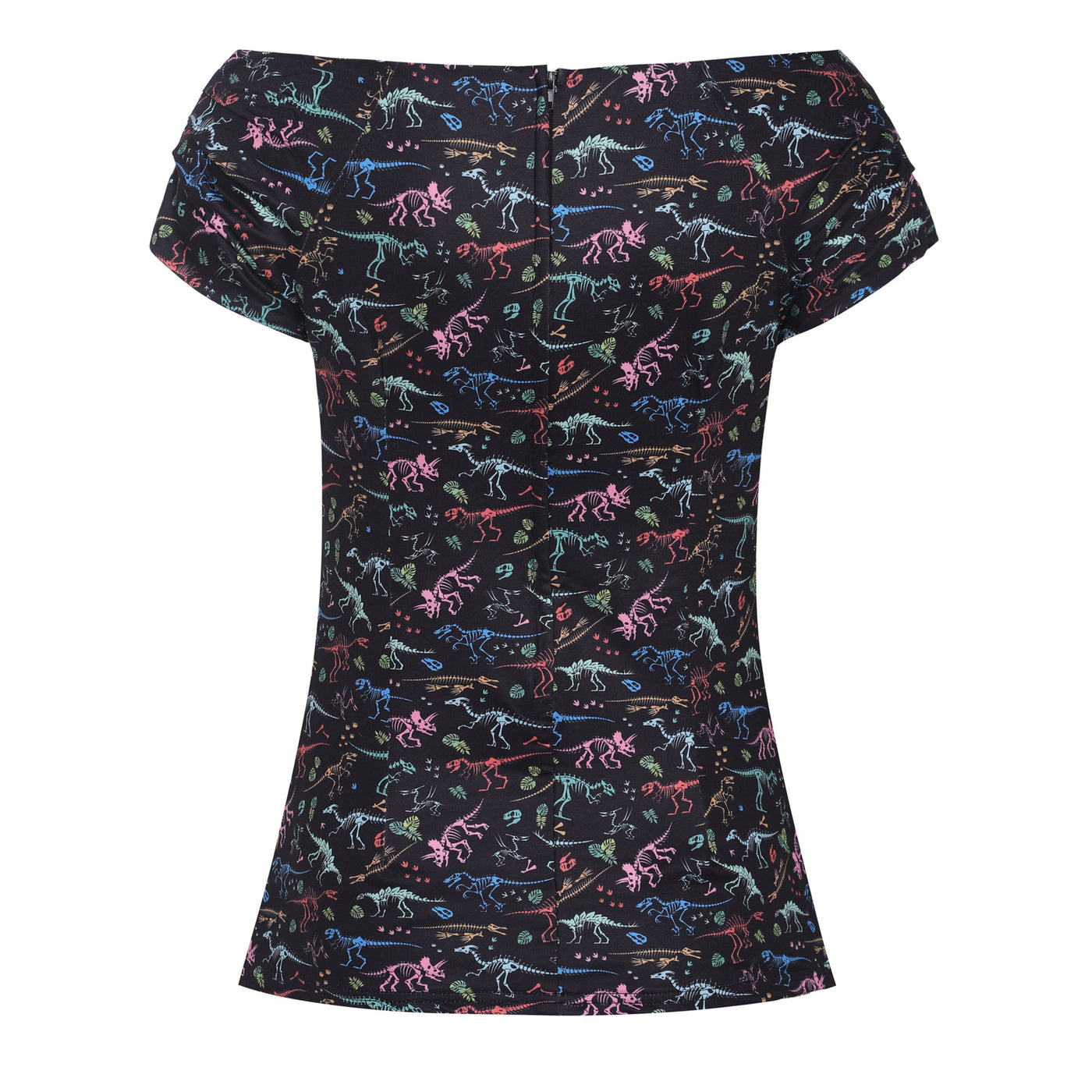 Lilian Off Shoulder Black Fossil Print Top