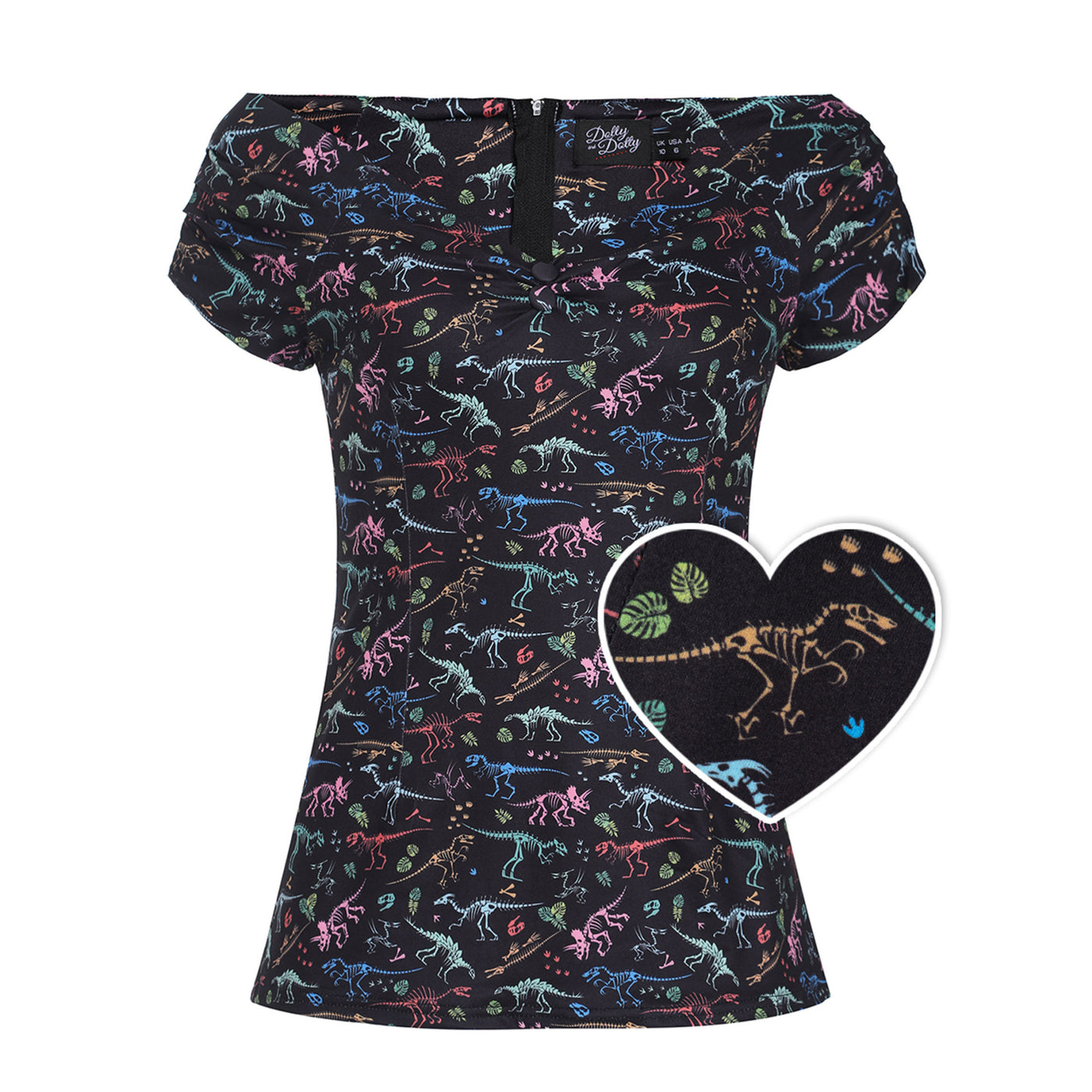 Lilian Off Shoulder Black Fossil Print Top