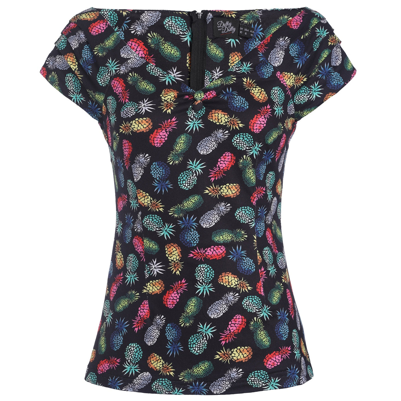 Lilian Off Shoulder Black Pineapple Top
