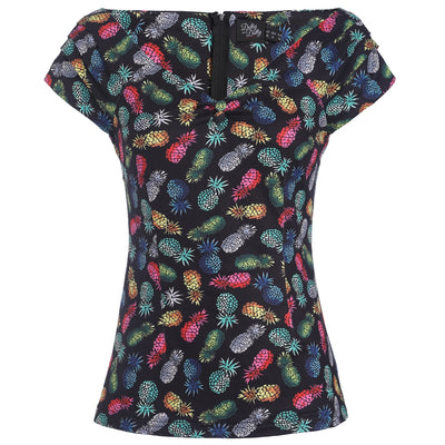 Lilian Off Shoulder Black Pineapple Top
