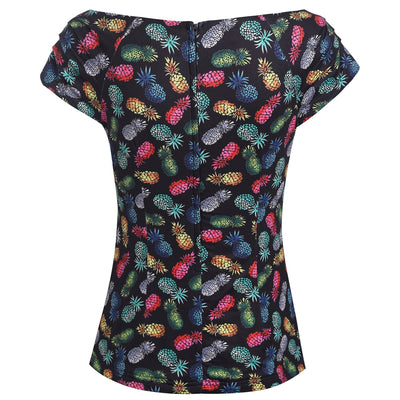 Lilian Off Shoulder Black Pineapple Top