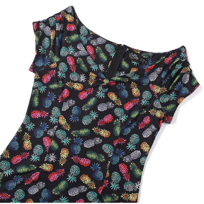 Lilian Off Shoulder Black Pineapple Top