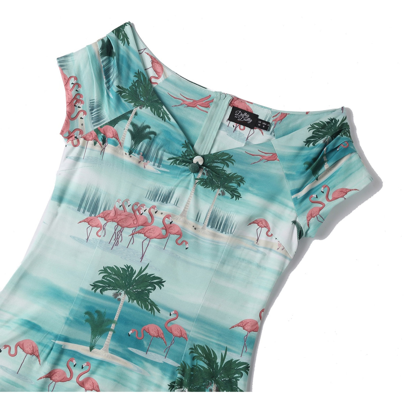 Lilian Off Shoulder Blue Island Flamingo Top