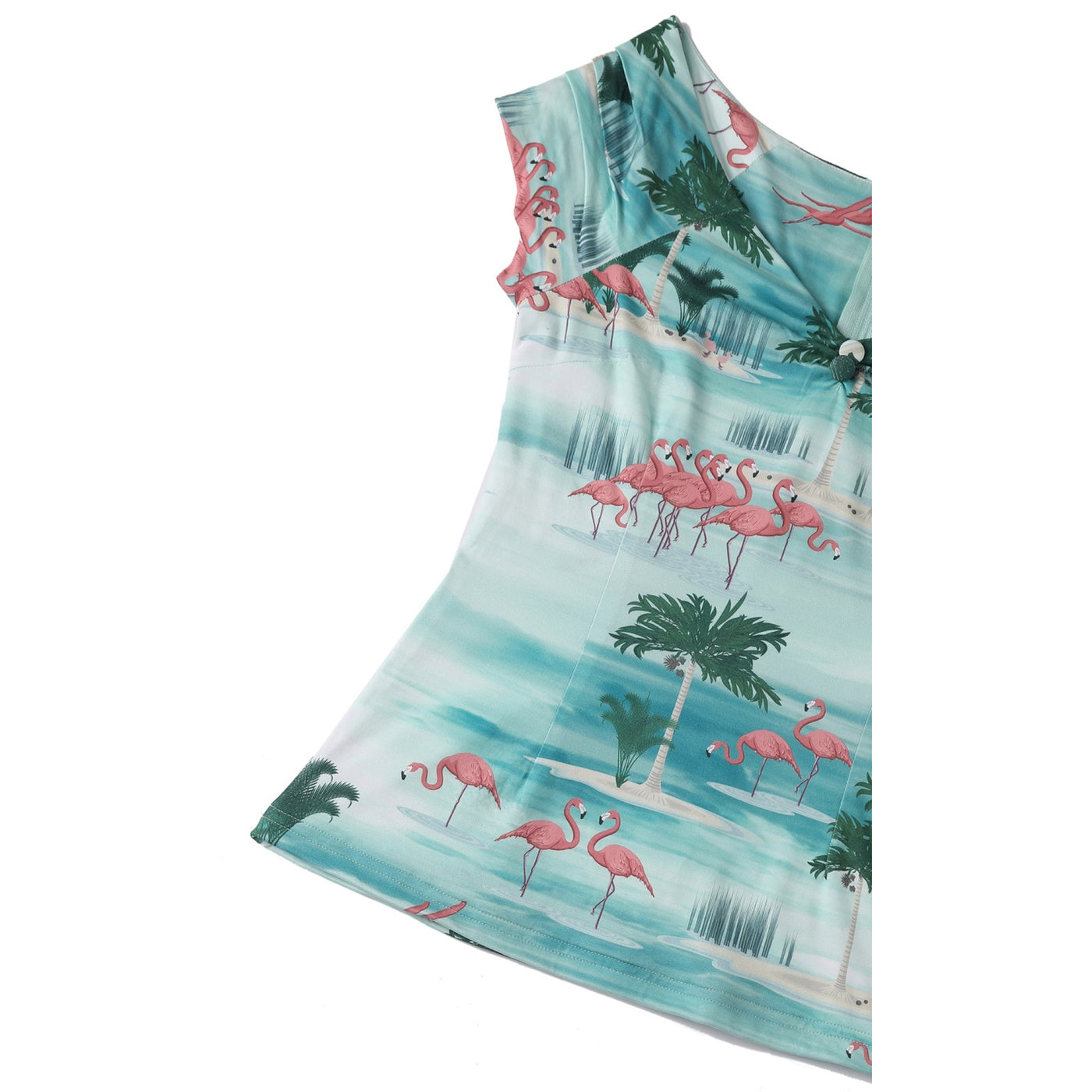 Lilian Off Shoulder Blue Island Flamingo Top