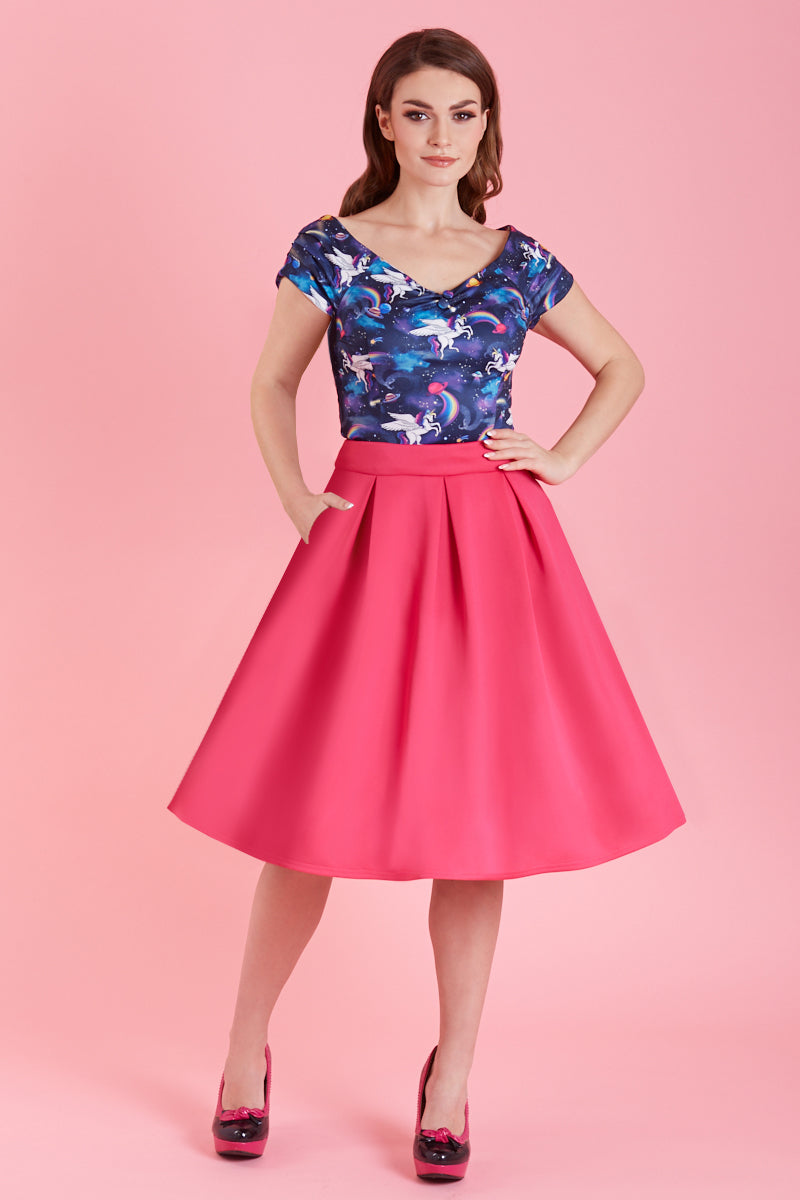 EU STOCK Lilian Off Shoulder Blue Unicorn Top