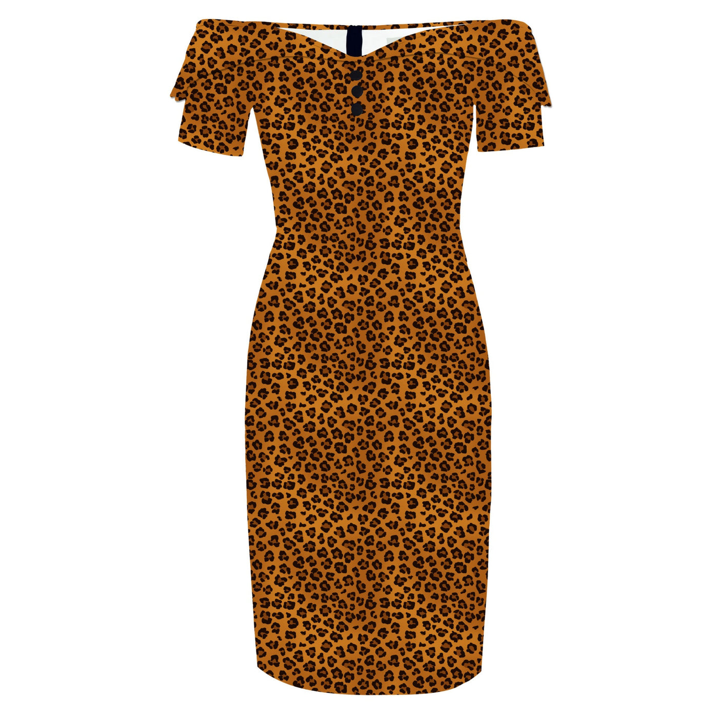 PRE-ORDER Monroe Off-the-Shoulder Pencil Dress in Brown Leopard Print