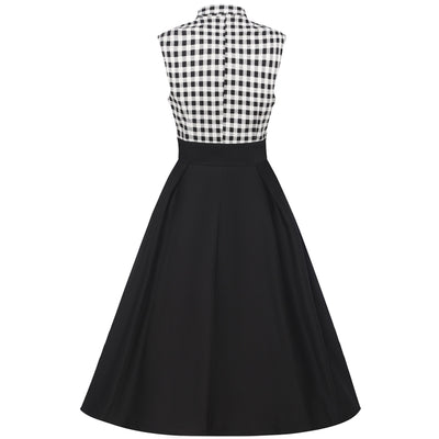 Lisa Black White Stripe Collared Swing Dress