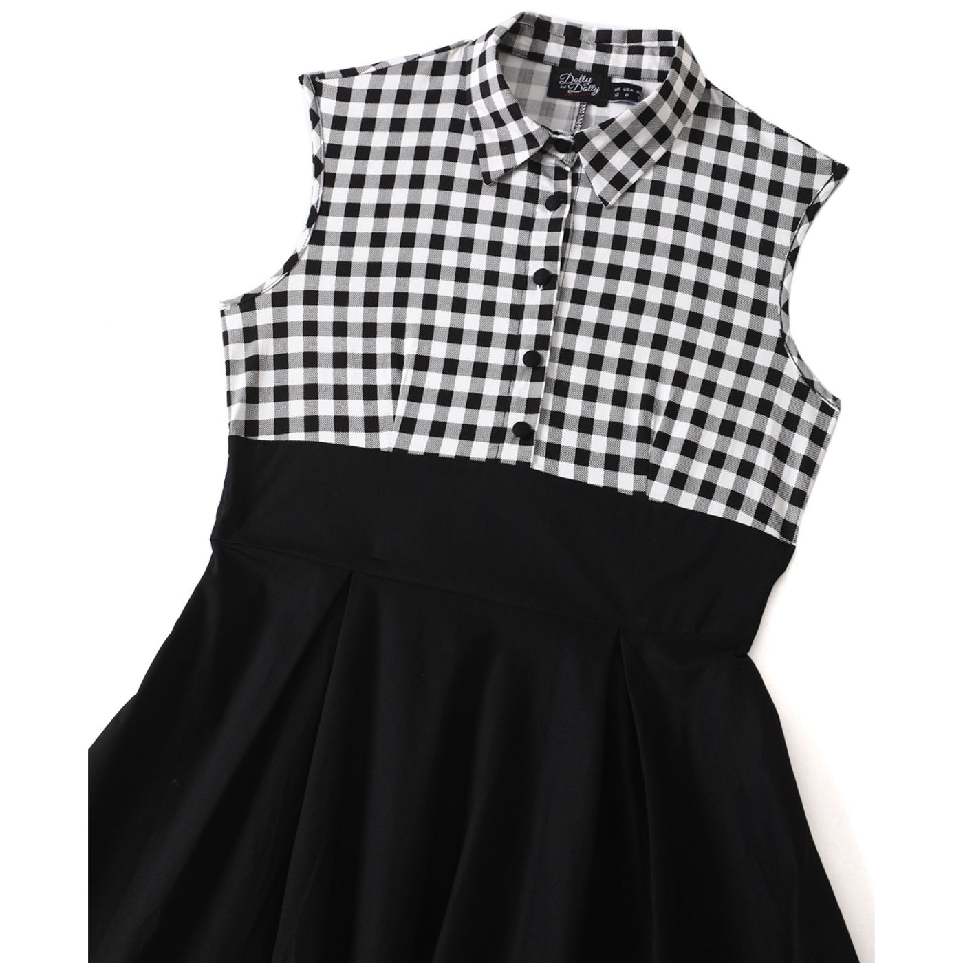 Lisa Black White Stripe Collared Swing Dress
