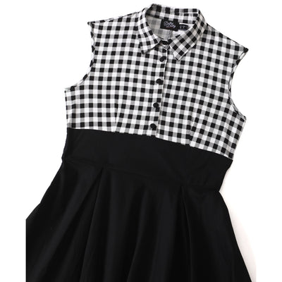 Lisa Black White Stripe Collared Swing Dress