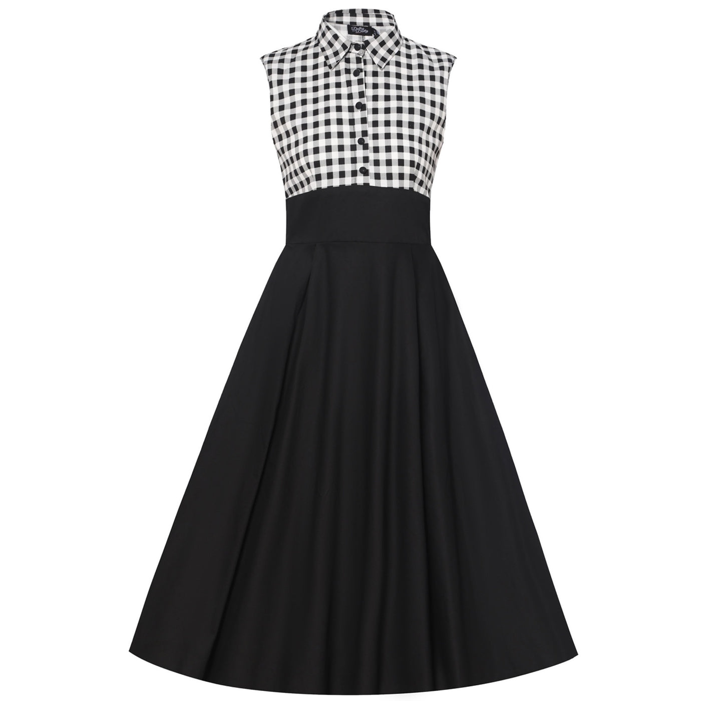Lisa Black White Stripe Collared Swing Dress