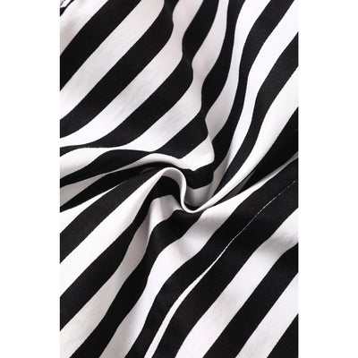 PRE-ORDER Lisa Black White Stripe Collared Swing Dress