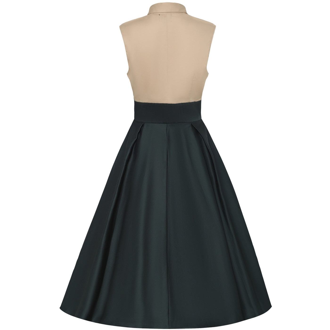 PRE-ORDER Lisa Cream and Dark Green Collared Swing Dress