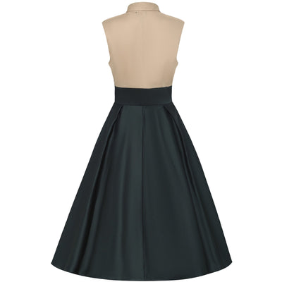 PRE-ORDER Lisa Cream and Dark Green Collared Swing Dress