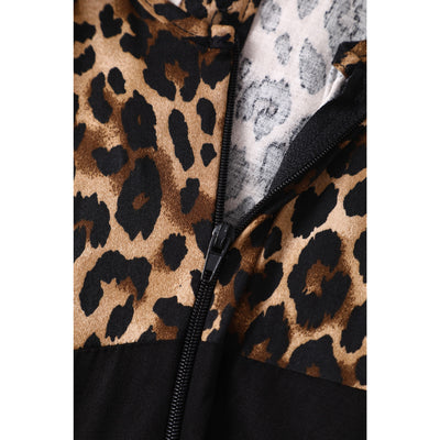 Lisa Black Leopard Collared Swing Dress