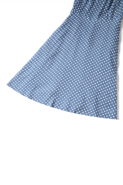 Evelyn Peter Pan Collar Keyhole Cutout Dress - Soft Blue & White Polka, Fully Lined