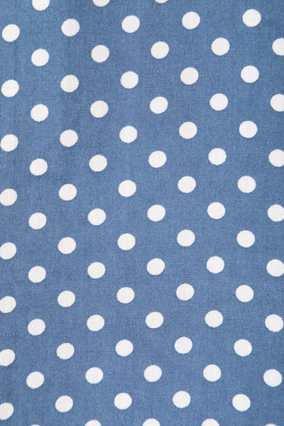 Evelyn Peter Pan Collar Keyhole Cutout Dress - Soft Blue & White Polka, Fully Lined