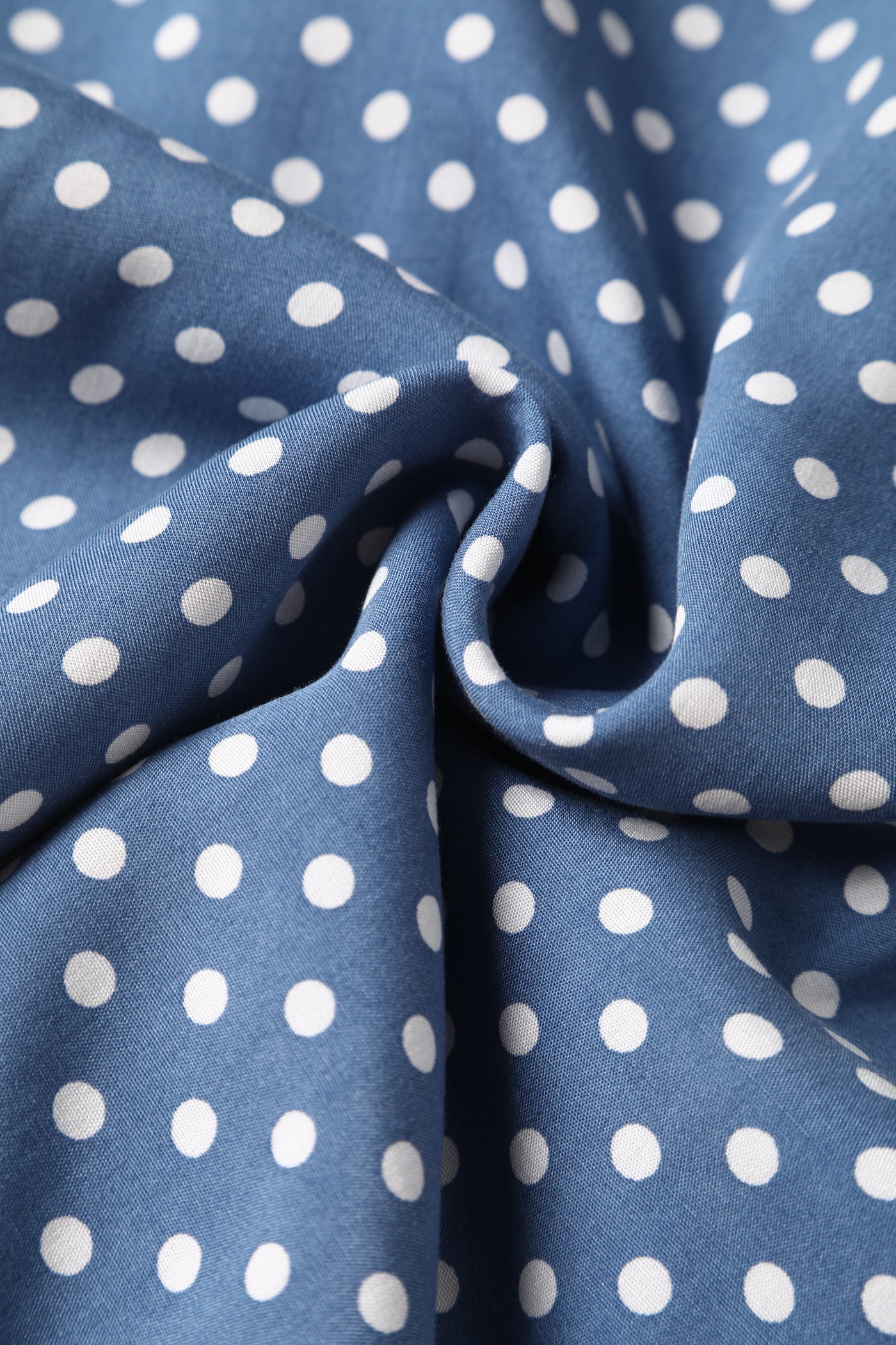 Evelyn Peter Pan Collar Keyhole Cutout Dress - Soft Blue & White Polka, Fully Lined