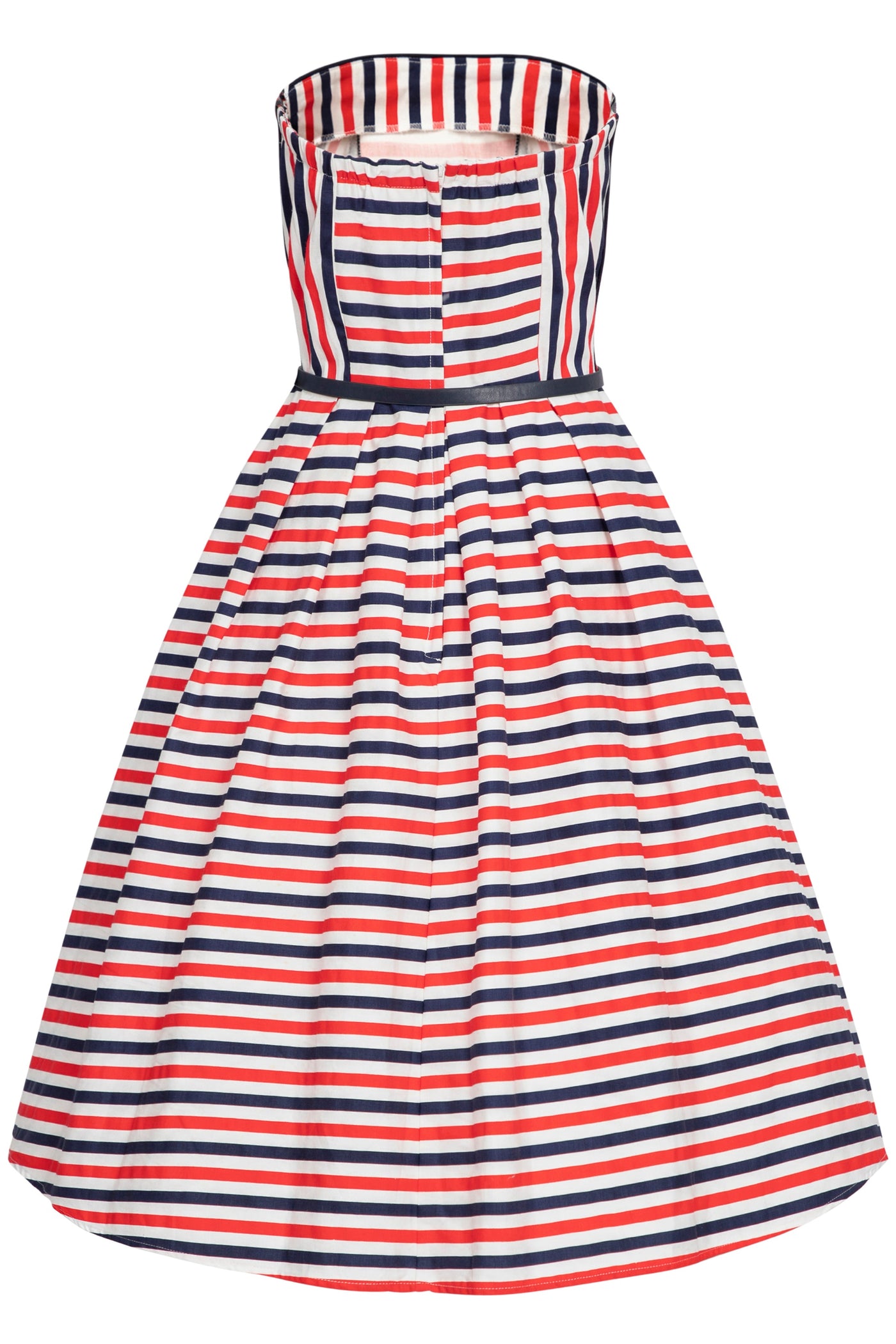 PRE-ORDER Sophie Strapless Dress in Red Blue & White Striped