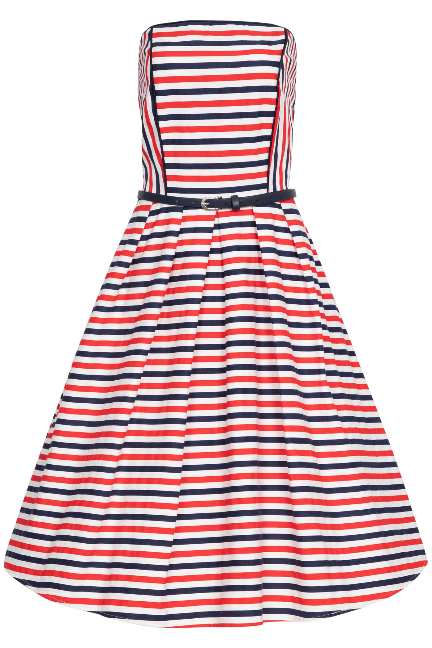Sophie Strapless Dress in Red Blue & White Striped